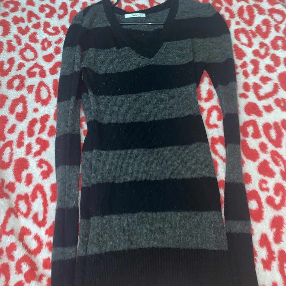 Papaya Black and Gray V-Neck Sweater